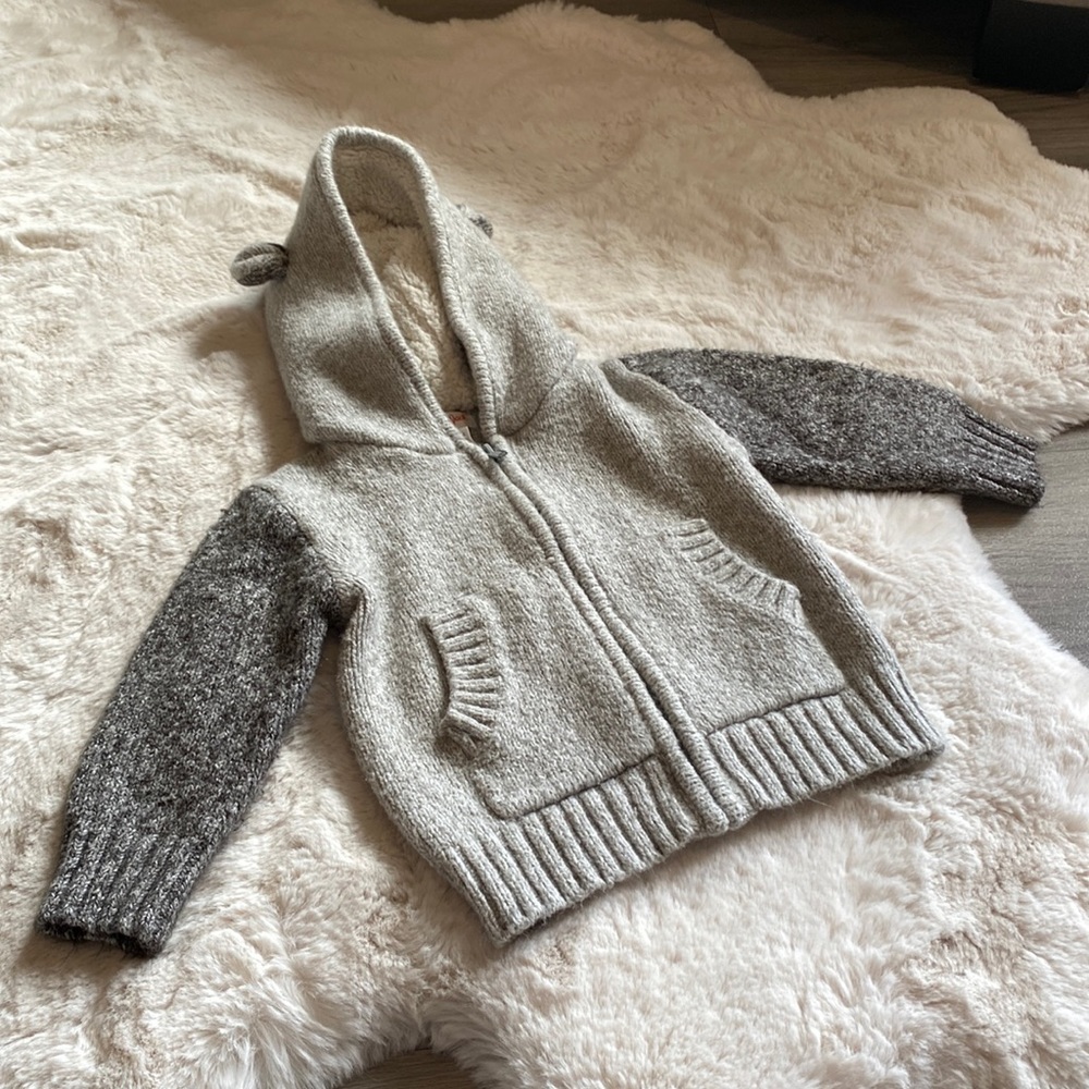 Hoodie jacket wet a teddy bear ear on the hoodie size 2T With two pocket. Used